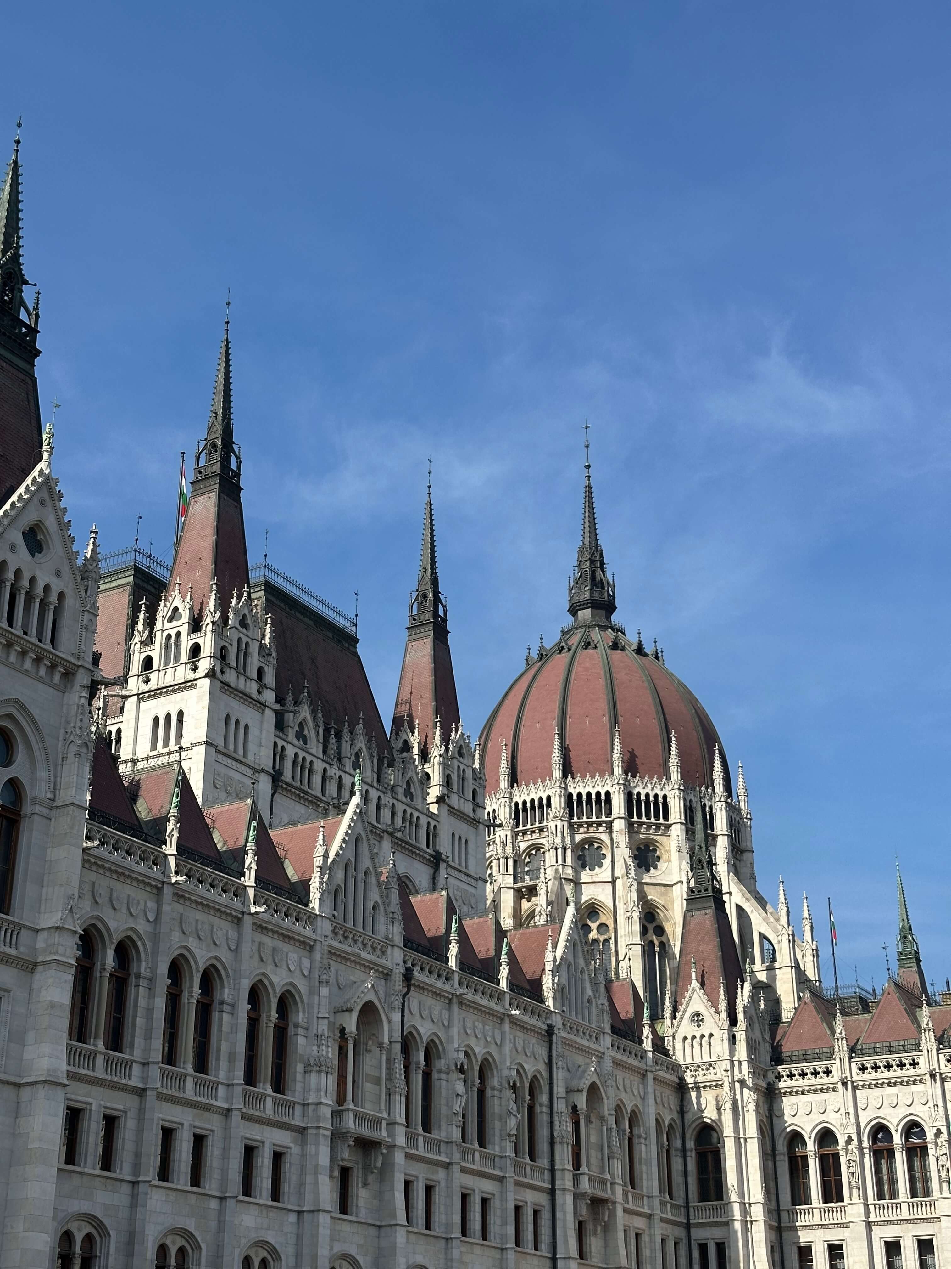 Hungarian Parliament Building under a blue sky